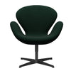 Fritz Hansen Swan Lounge Chair, Black Lacquered/Divina Melange Dark Green (871)