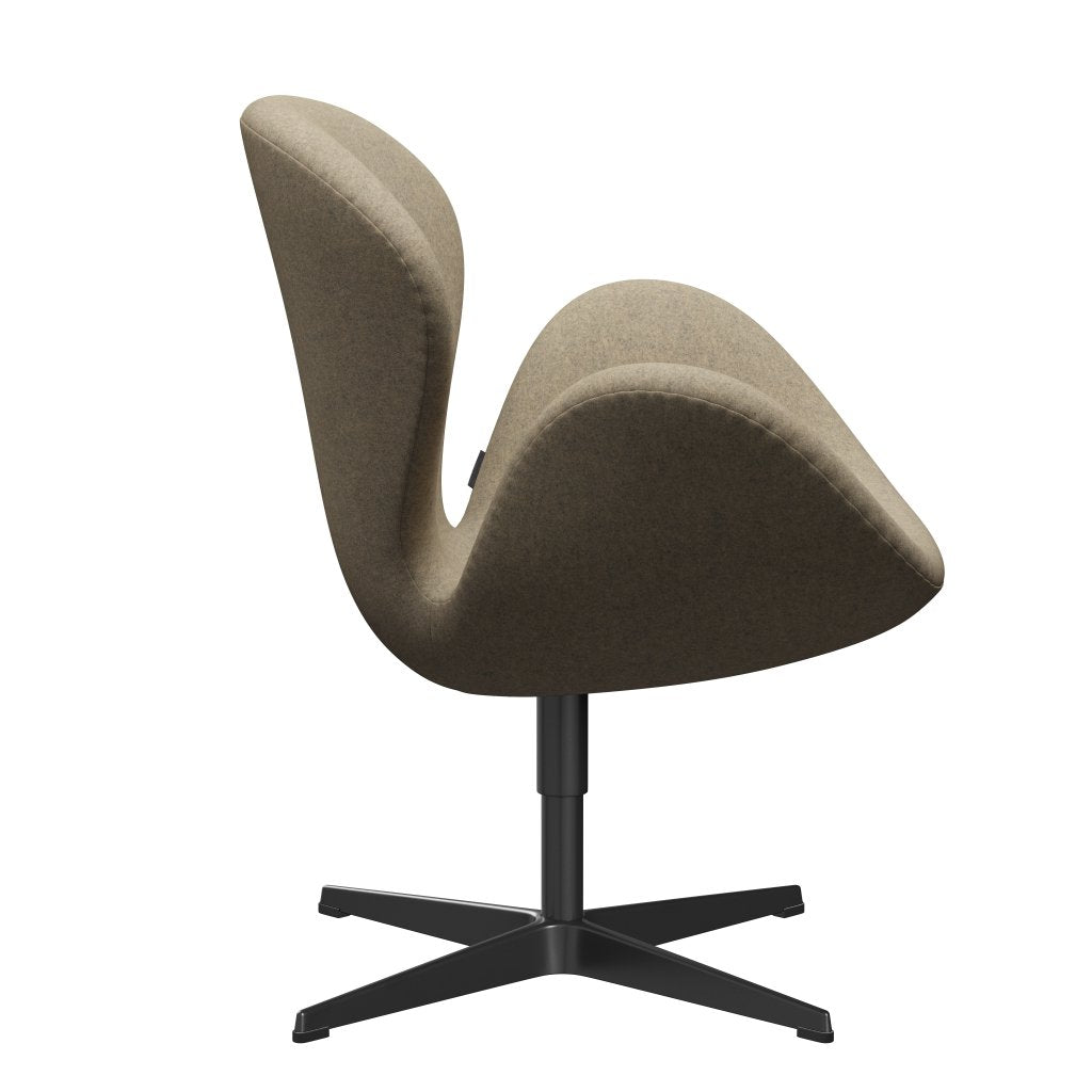 Fritz Hansen Swan Lounge Chair, Black Lacquered/Divina Melange Grey Sand