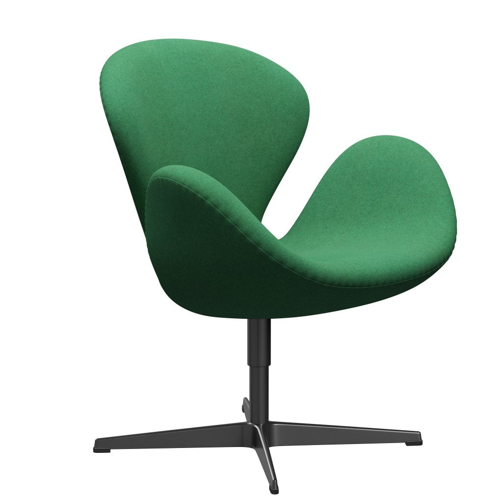 Fritz Hansen Swan Lounge Chair, Black Lacquered/Divina Melange Green