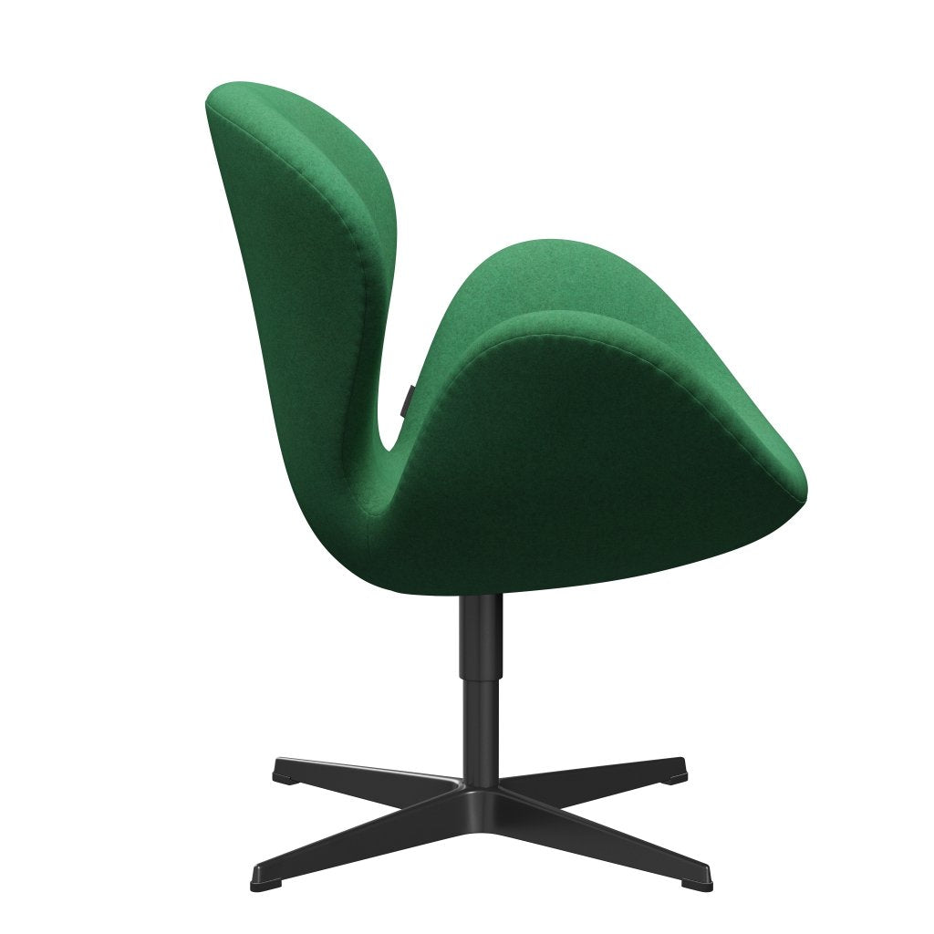 Fritz Hansen Swan Lounge Chair, Black Lacquered/Divina Melange Green