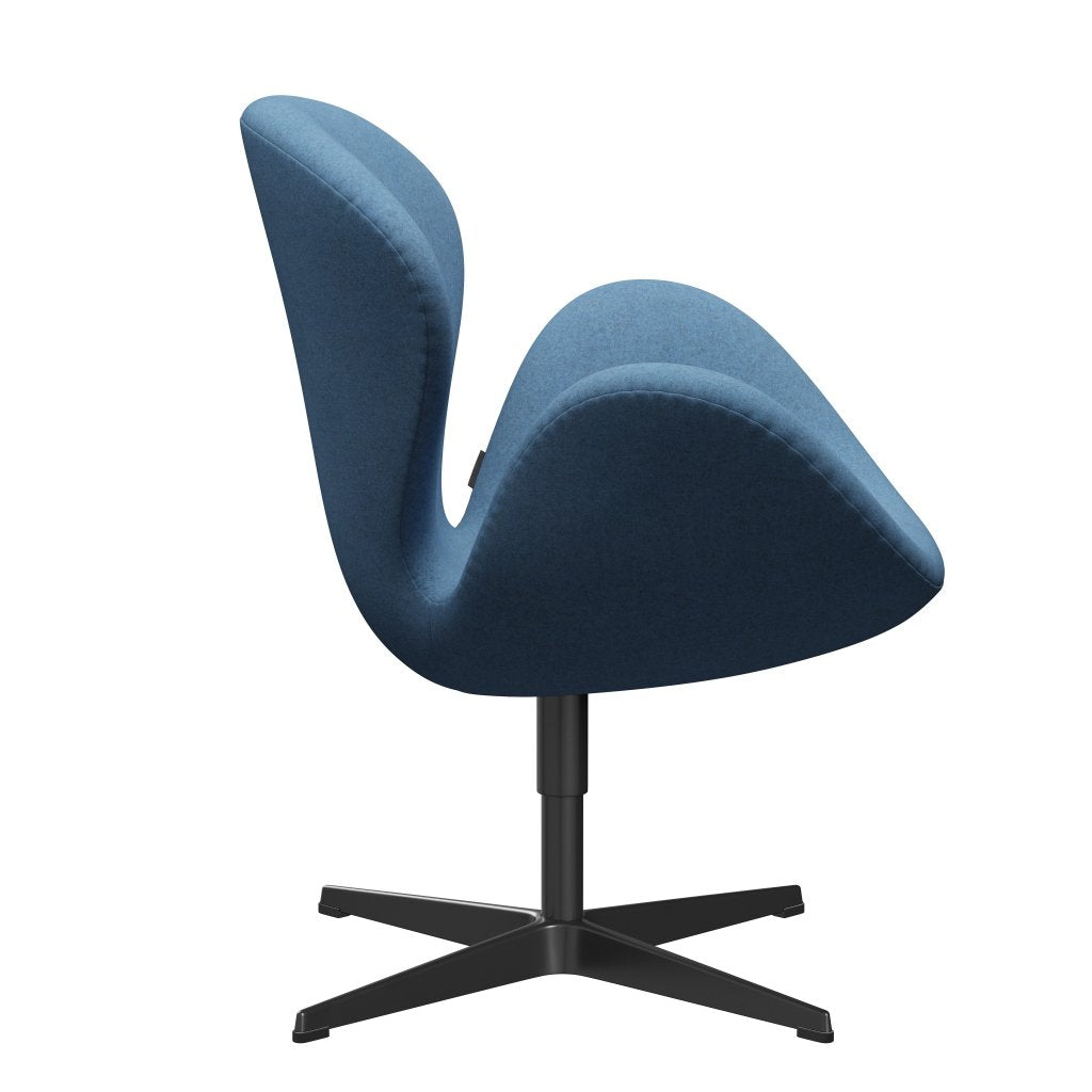 Fritz Hansen Swan Lounge Chair, Black Lacquered/Divina Melange Light Blue