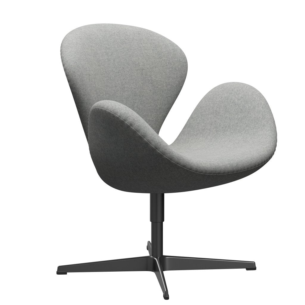 Fritz Hansen Swan Lounge Chair, Black Lacquered/Divina Melange Light Grey