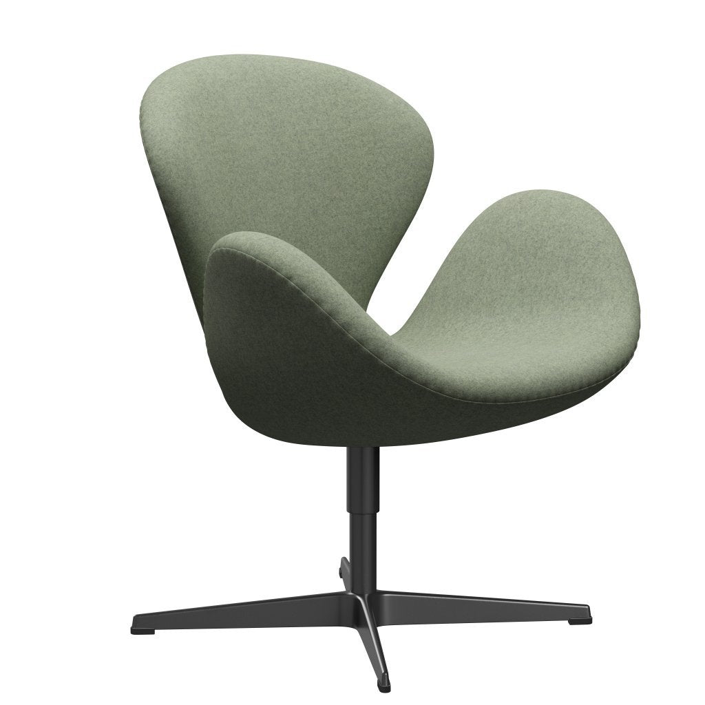 Fritz Hansen Swan Lounge Chair, Black Lacquered/Divina Melange Light Green
