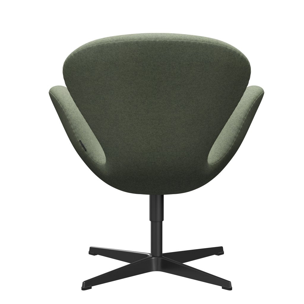 Fritz Hansen Swan Lounge Chair, Black Lacquered/Divina Melange Light Green