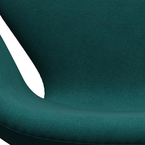 Fritz Hansen Swan Lounge Chair, Black Lacquered/Divina Melange Coral Green