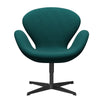 Fritz Hansen Swan Lounge Chair, Black Lacquered/Divina Melange Coral Green