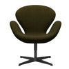 Fritz Hansen Swan Lounge Chair, Black Lacquered/Divina Melange Olive Dark