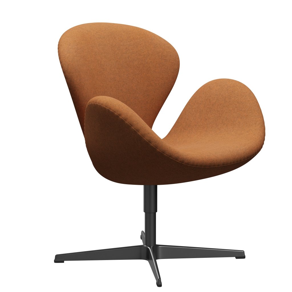 Fritz Hansen Swan Lounge Chair, Black Lacquered/Divina Melange Orange Light