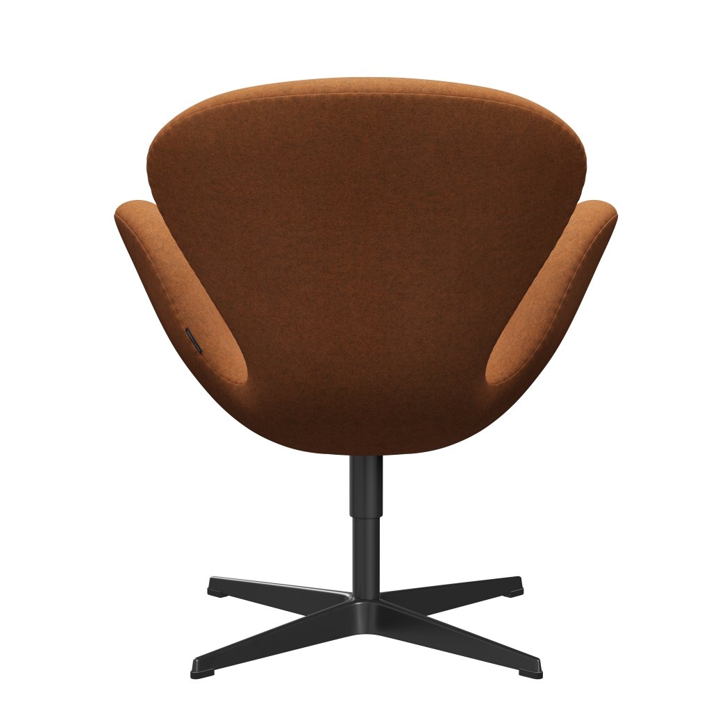 Fritz Hansen Swan Lounge Chair, Black Lacquered/Divina Melange Orange Light
