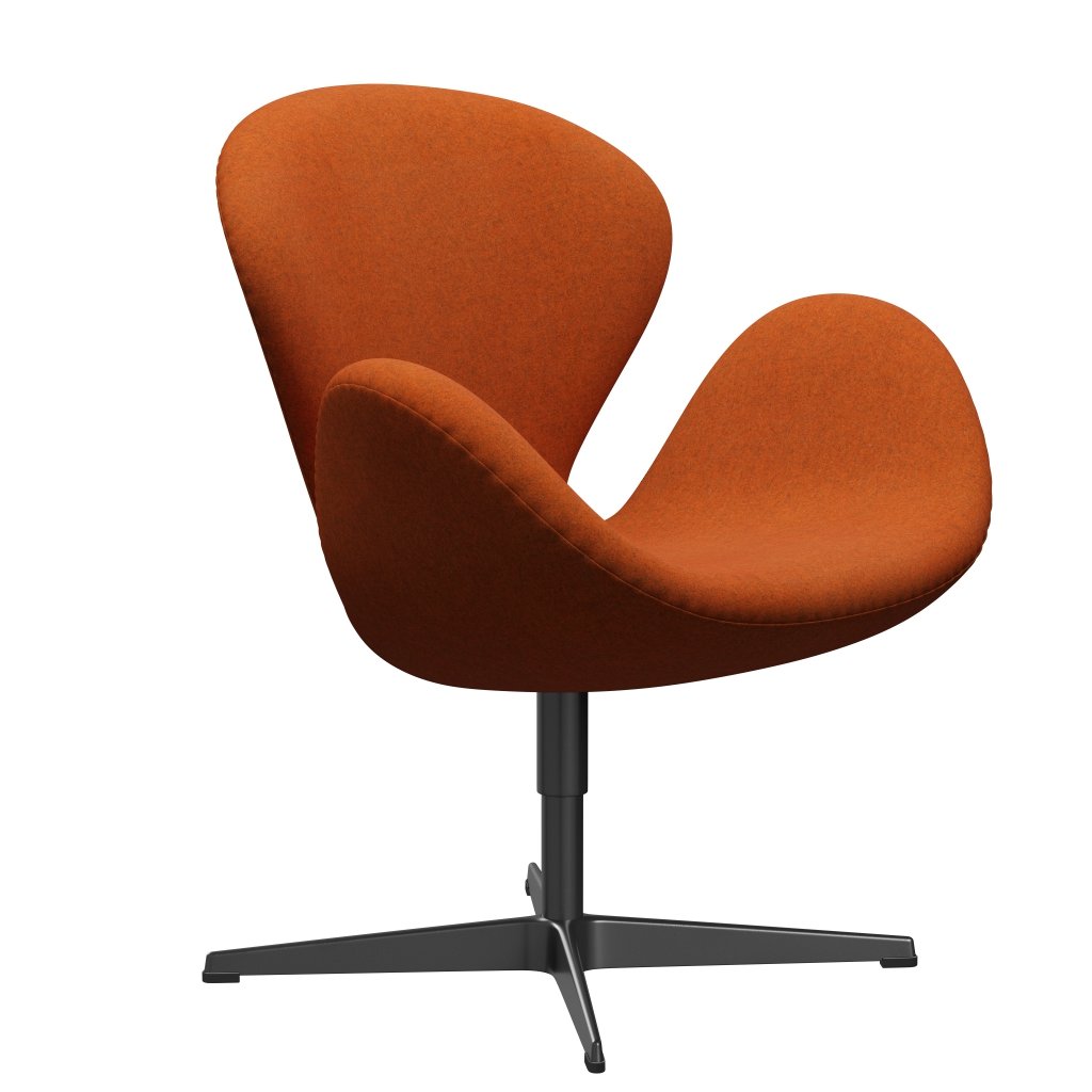 Fritz Hansen Swan Lounge Chair, Black Lacquered/Divina Melange Orange