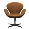 Fritz Hansen Swan Lounge Chair, Black Lacquered/Fame Light Brown (61131)