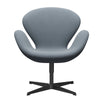 Fritz Hansen Swan Lounge Chair, Black Lacquered/Fiord Blue/Grey