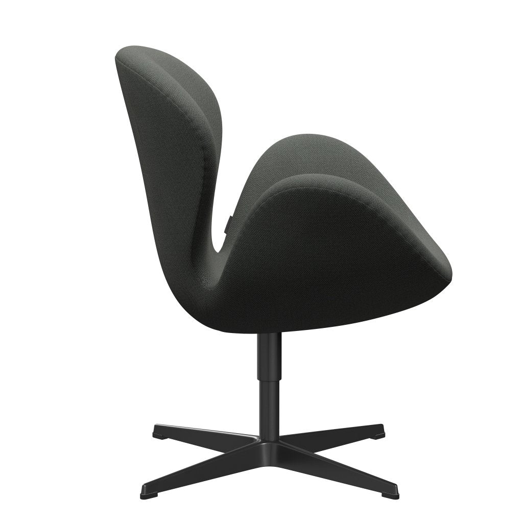 Fritz Hansen Swan Lounge Chair, Black Lacquered/Fiord Brown/Grey