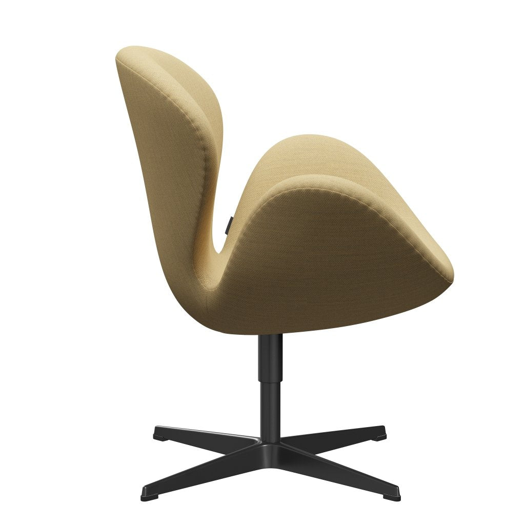 Fritz Hansen Swan Lounge Chair, Black Lacquered/Fiord Fine Yellow