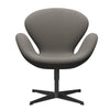 Fritz Hansen Swan Lounge Chair, Black Lacquered/Fiord Grey/Stone