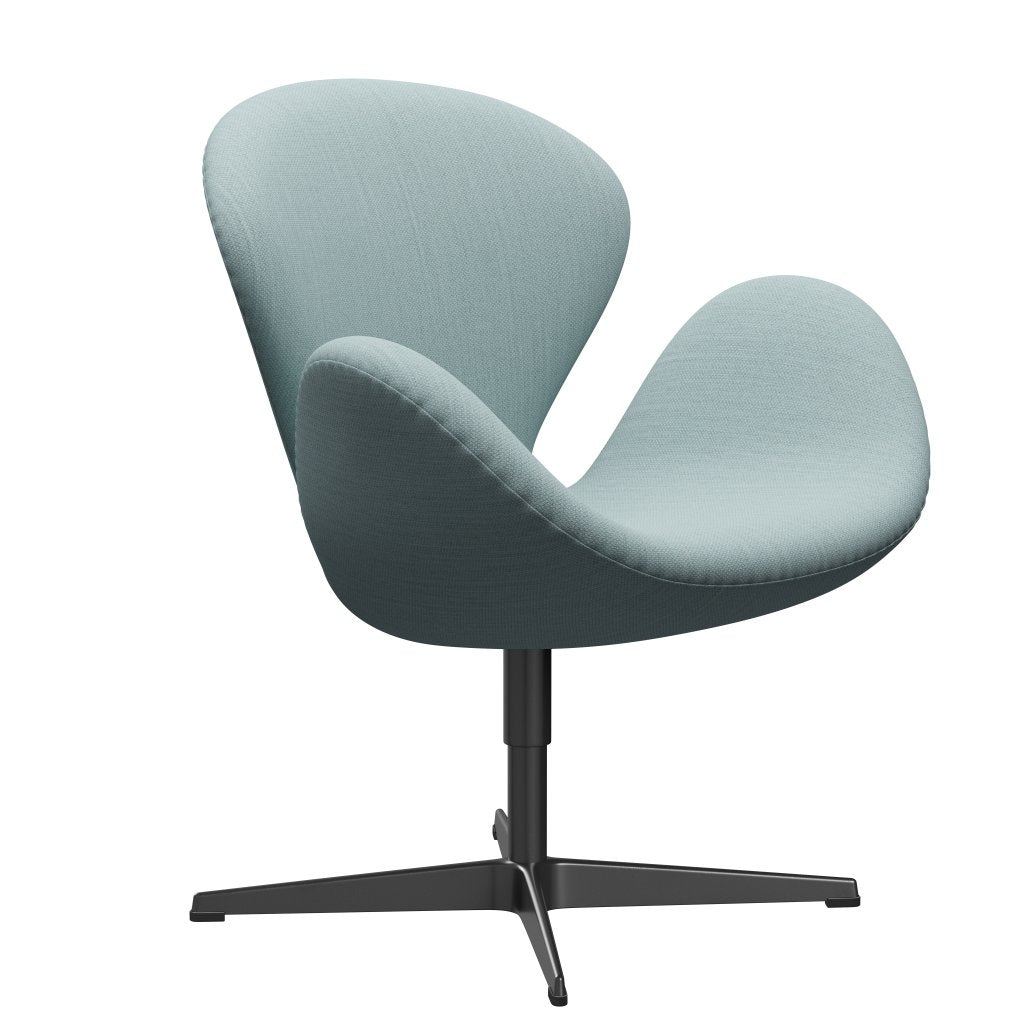 Fritz Hansen Swan Lounge stol, sort lakeret/fiord lyseblå/sten