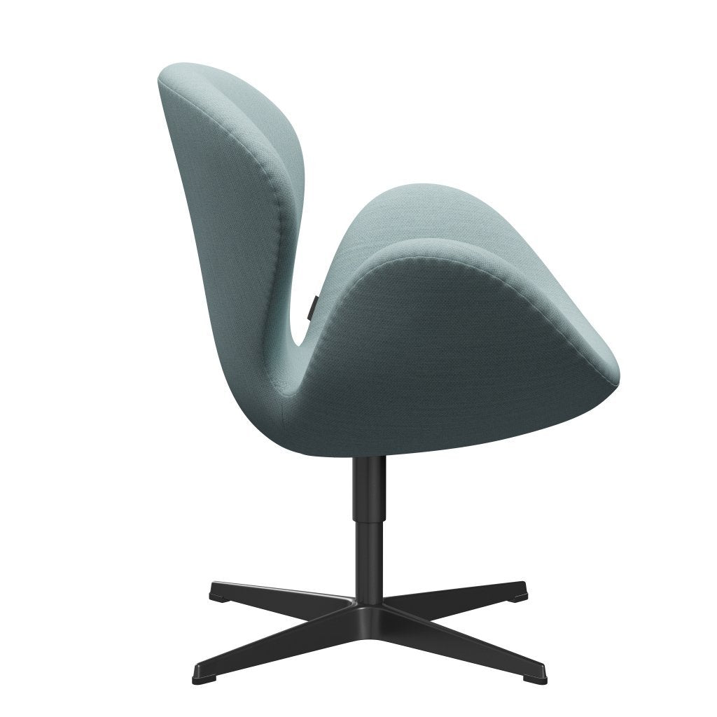 Fritz Hansen Swan Lounge Chair, Black Lacquered/Fiord Light Blue/Stone