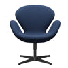 Fritz Hansen Swan Lounge stol, sort lakeret/fiord medium blå/medium blå