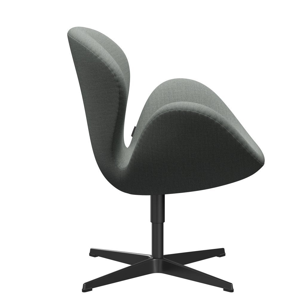 Fritz Hansen Swan Lounge Chair, Black Lacquered/Fiord Medium Grey
