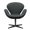 Fritz Hansen Swan Lounge Chair, Black Lacquered/Fiord Medium Grey/Dark Grey