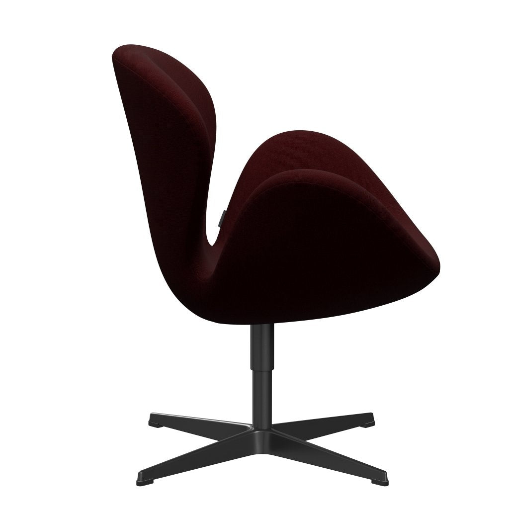 Fritz Hansen Swan Lounge Chair, Black Lacquered/Hallingdal Wine Red