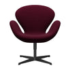 Fritz Hansen Swan Lounge stol, sort lakeret/Hallingdal vin rød/violet