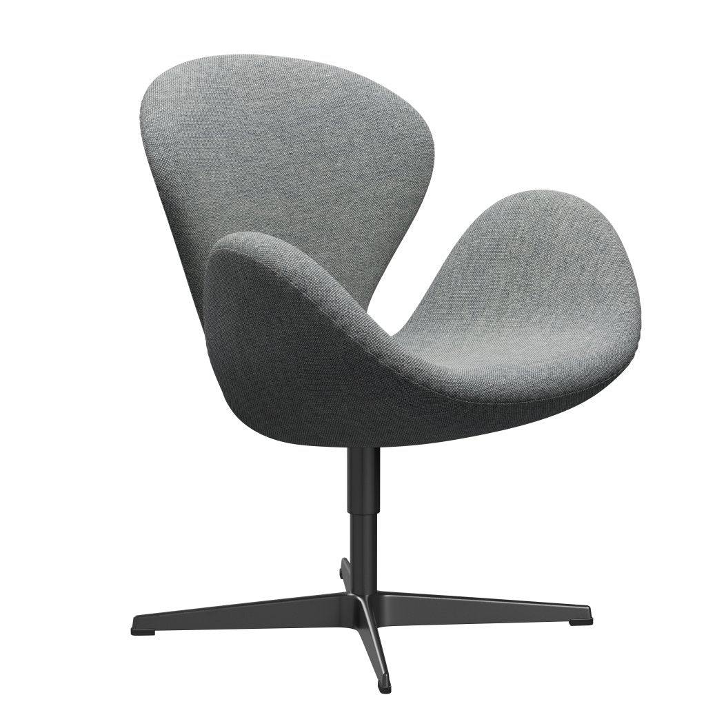 Fritz Hansen Swan Lounge Chair, Black Lacquered/Hallingdal White Grey