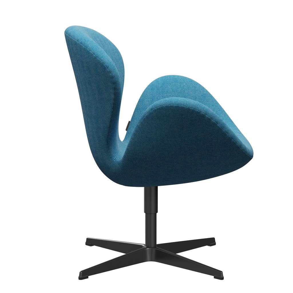 Fritz Hansen Swan Lounge Chair, Black Lacquered/Hallingdal White/Turquoise