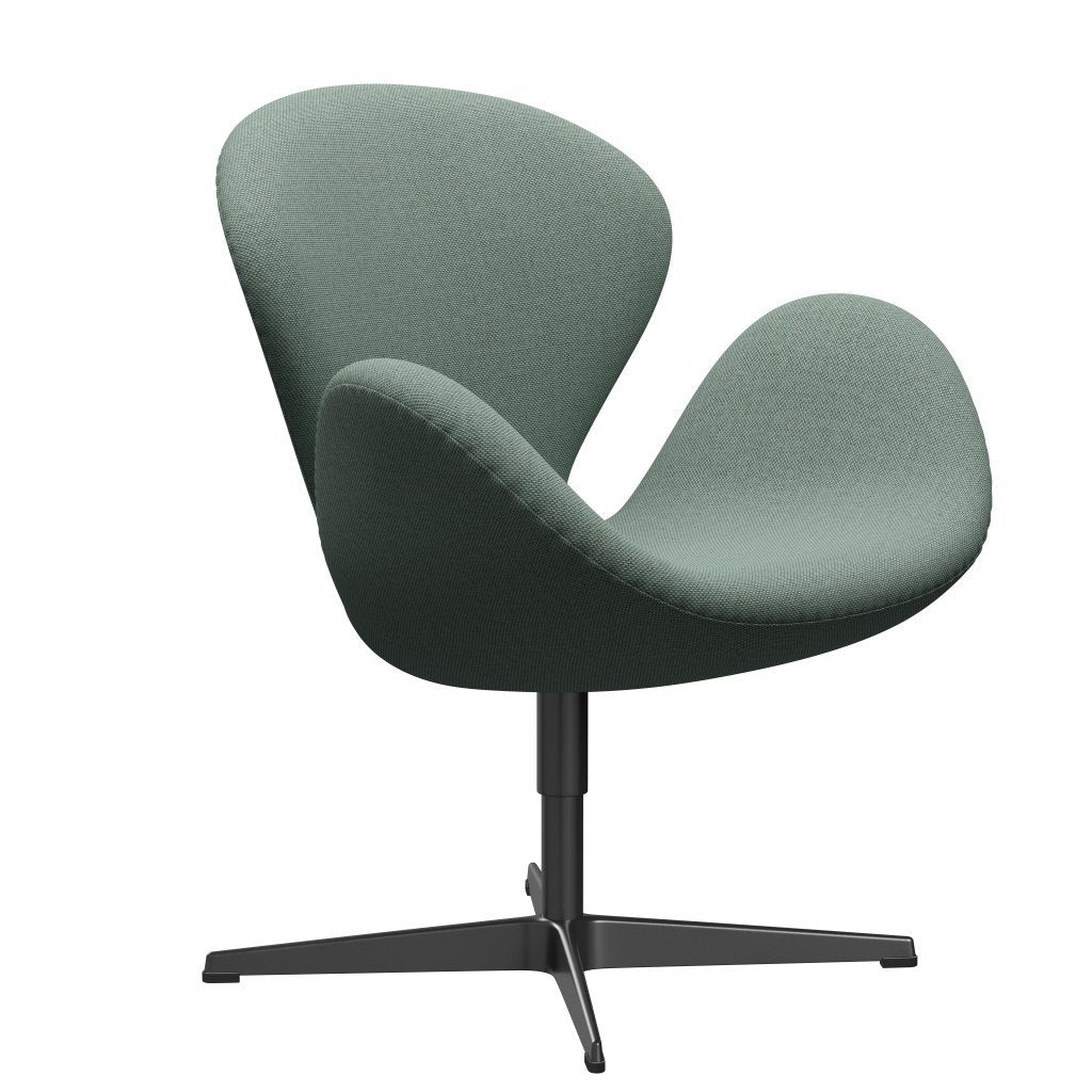 Fritz Hansen Swan Lounge Chair, Black Lacquered/Re Wool Aqua/Natural