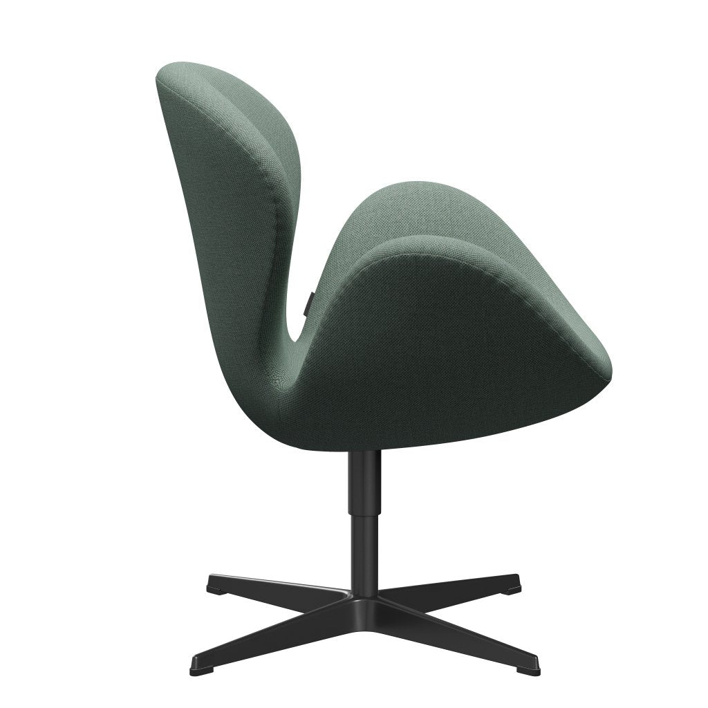 Fritz Hansen Swan Lounge Chair, Black Lacquered/Re Wool Aqua/Natural