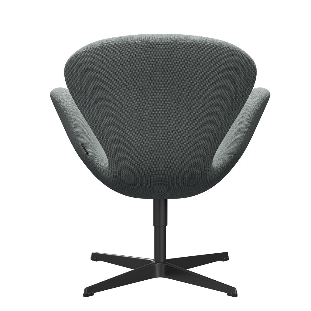 Fritz Hansen Swan Lounge Chair, Black Lacquered/Re Wool Pale Aqua