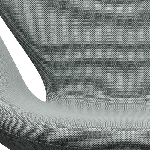 Fritz Hansen Swan Lounge Chair, Black Lacquered/Re Wool Pale Aqua