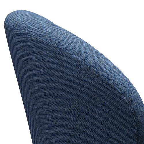 Fritz Hansen Swan Lounge Chair, Black Lacquered/Re Wool Blue/Natural