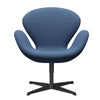 Fritz Hansen Swan Lounge Chair, Black Lacquered/Re Wool Blue/Natural
