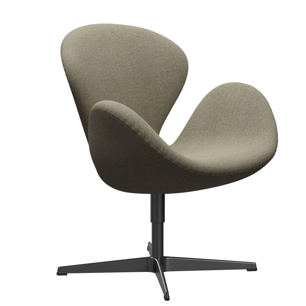 Fritz Hansen Swan Lounge stol, sort lakeret/re uld lys beige/naturlig