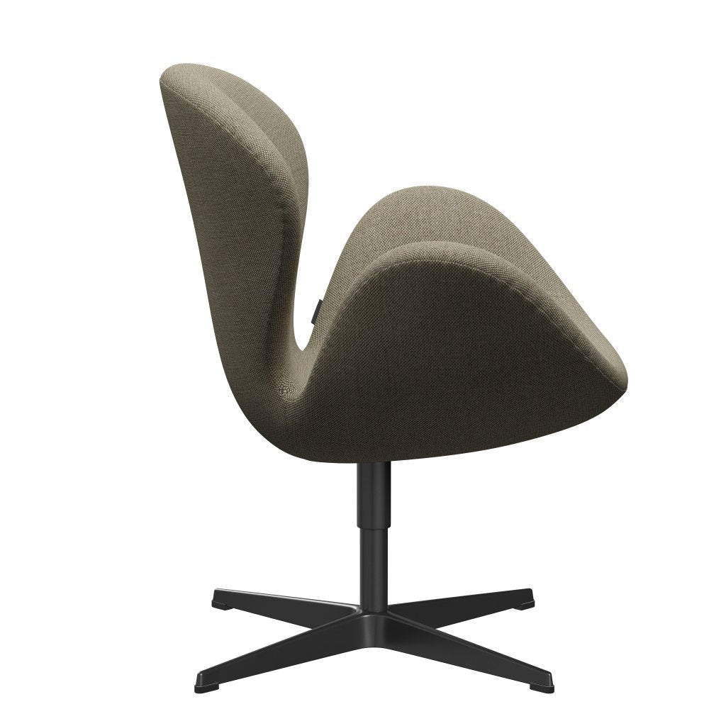 Fritz Hansen Swan Lounge stol, sort lakeret/re uld lys beige/naturlig