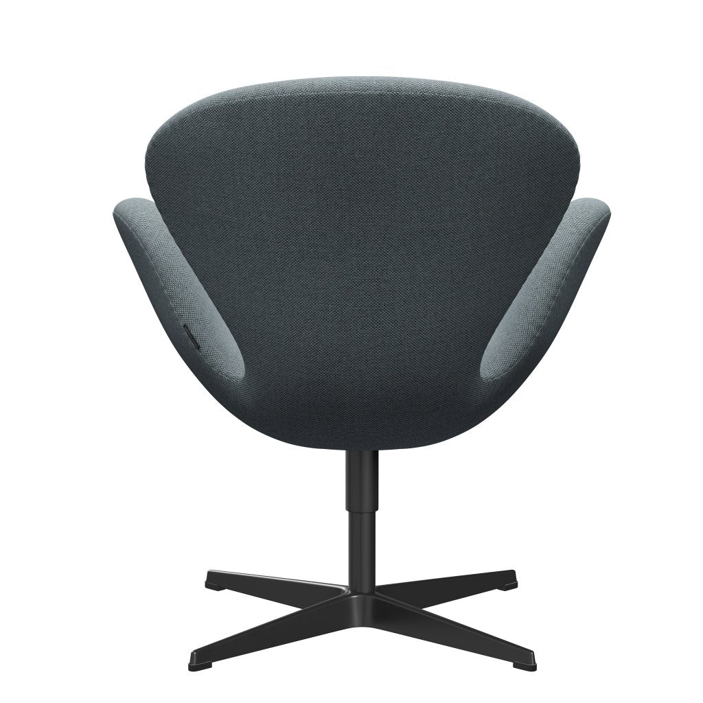 Fritz Hansen Swan Lounge Chair, Black Lacquered/Re Wool Light Blue/Natural