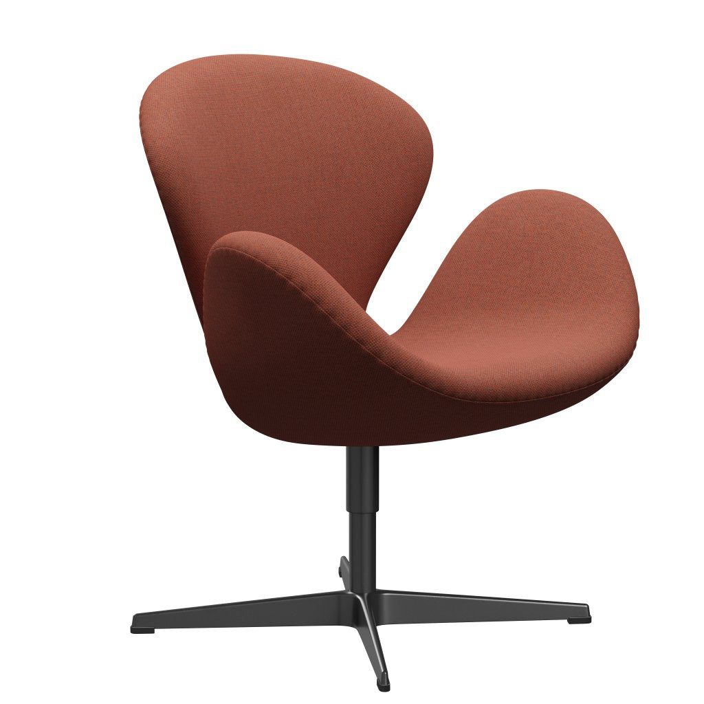 Fritz Hansen Swan Lounge stol, sort lakeret/re uld koral rød/naturlig
