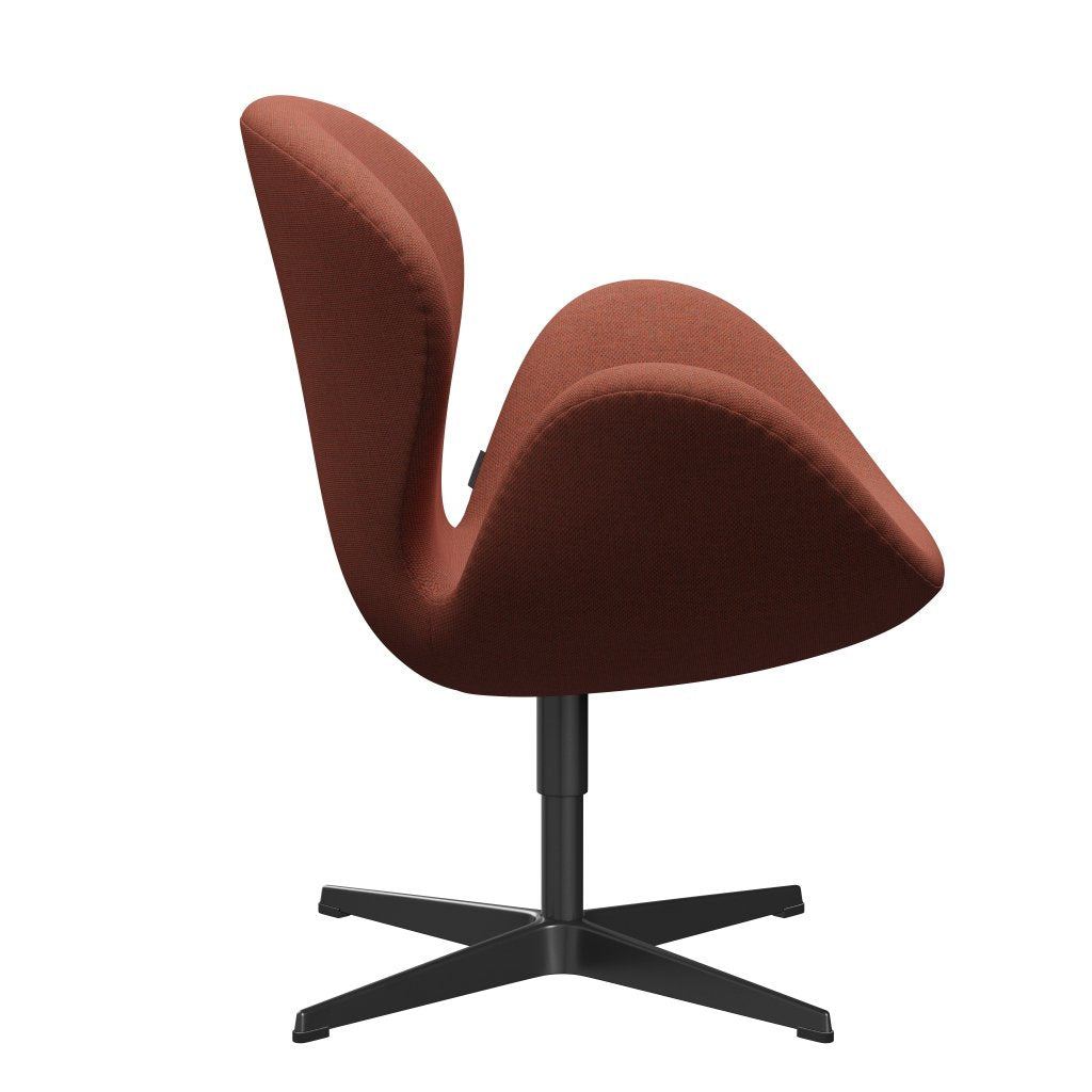 Fritz Hansen Swan Lounge Chair, Black Lacquered/Re Wool Coral Red/Natural