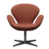 Fritz Hansen Swan Lounge Chair, Black Lacquered/Re Wool Coral Red/Natural