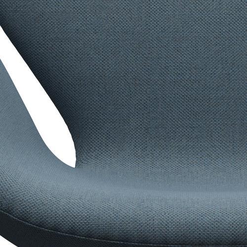 Fritz Hansen Swan Lounge Chair, Black Lacquered/Re Wool Natural/Light Blue
