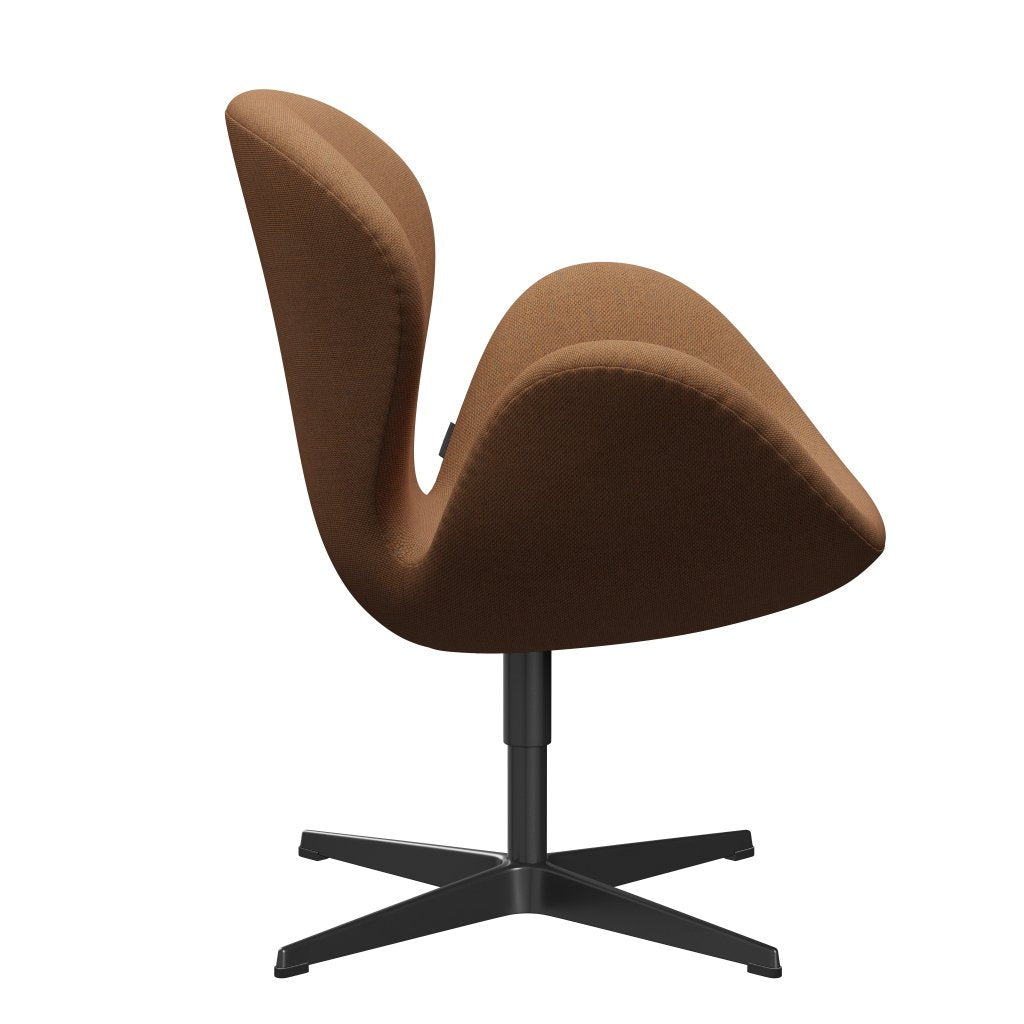 Fritz Hansen Swan Lounge Chair, Black Lacquered/Re Wool Ornage/Natural