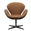 Fritz Hansen Swan Lounge Chair, Black Lacquered/Re Wool Ornage/Natural