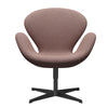 Fritz Hansen Swan Lounge stol, sort lakeret/re uld blød lyserød/naturlig