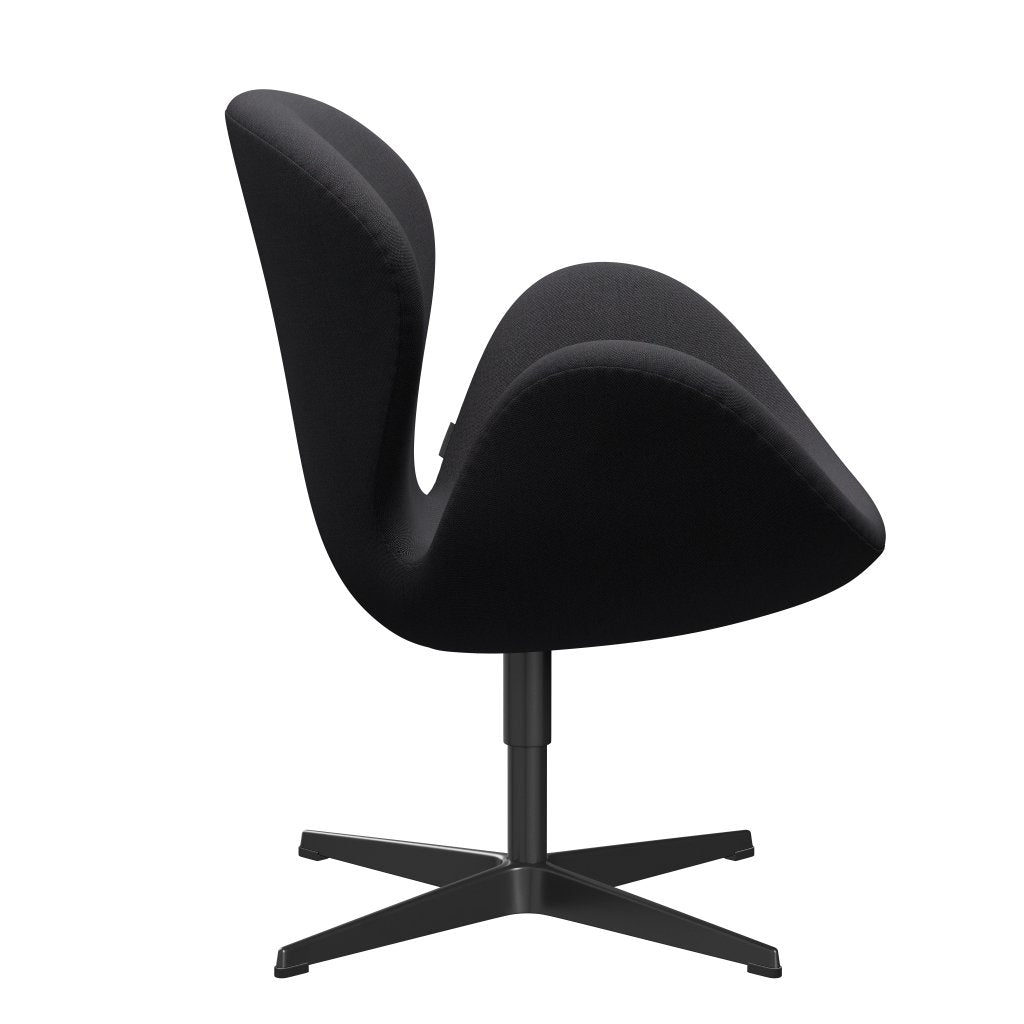 Fritz Hansen Swan Lounge Chair, Black Lacquered/Rims Brown/Dark Blue