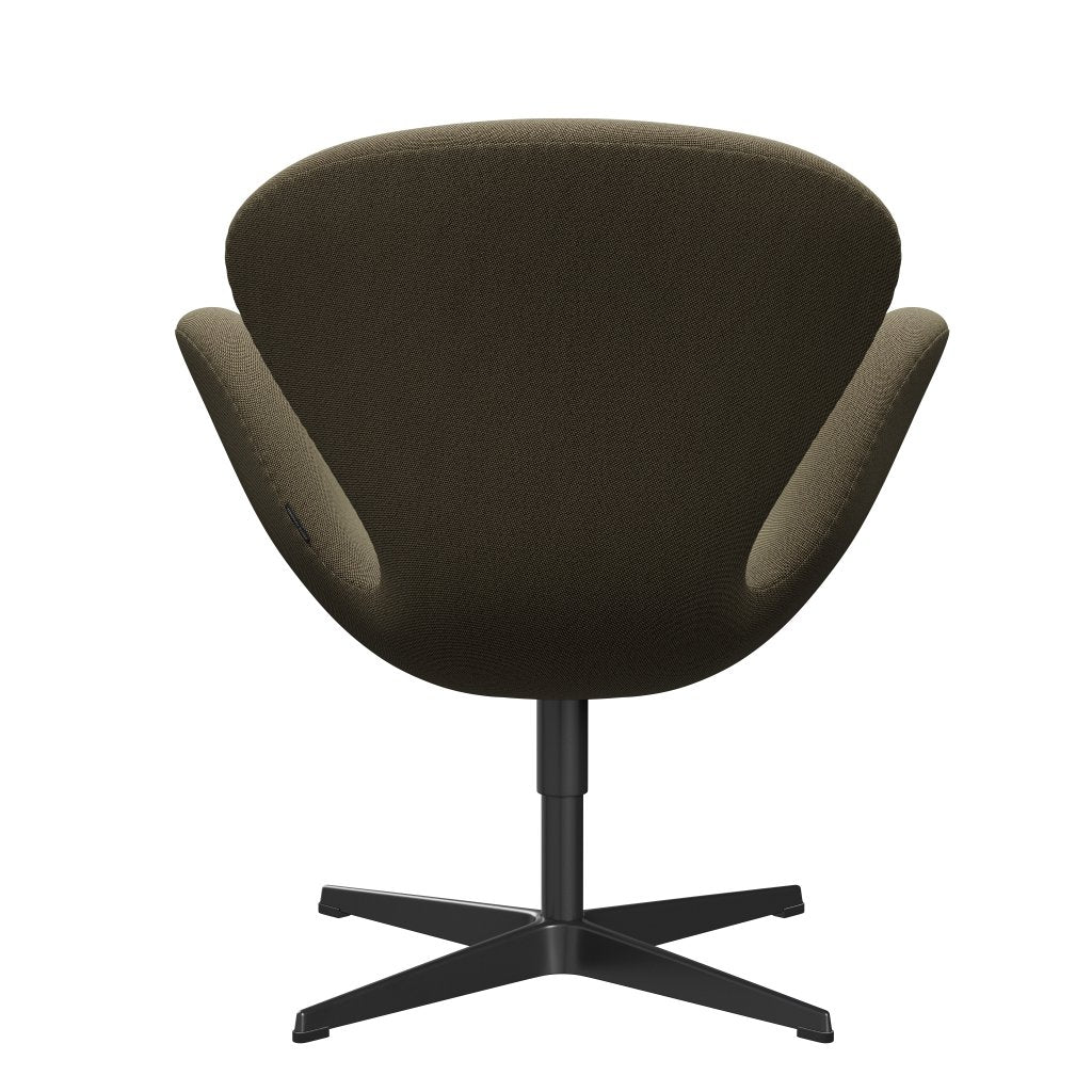 Fritz Hansen Swan Lounge stol, sort lakeret/rime brun/lysegrøn
