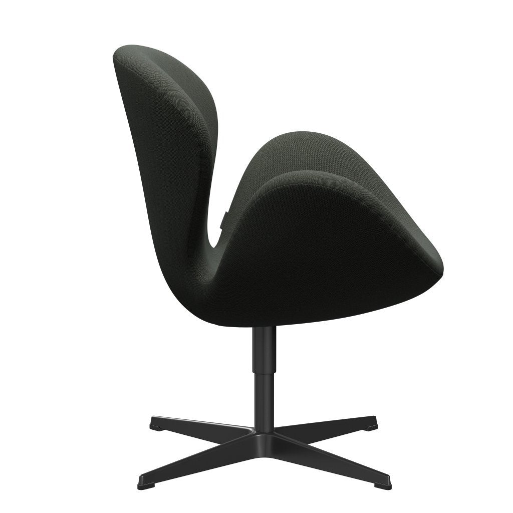 Fritz Hansen Swan Lounge stol, sort lakeret/rime brun/mosegrøn