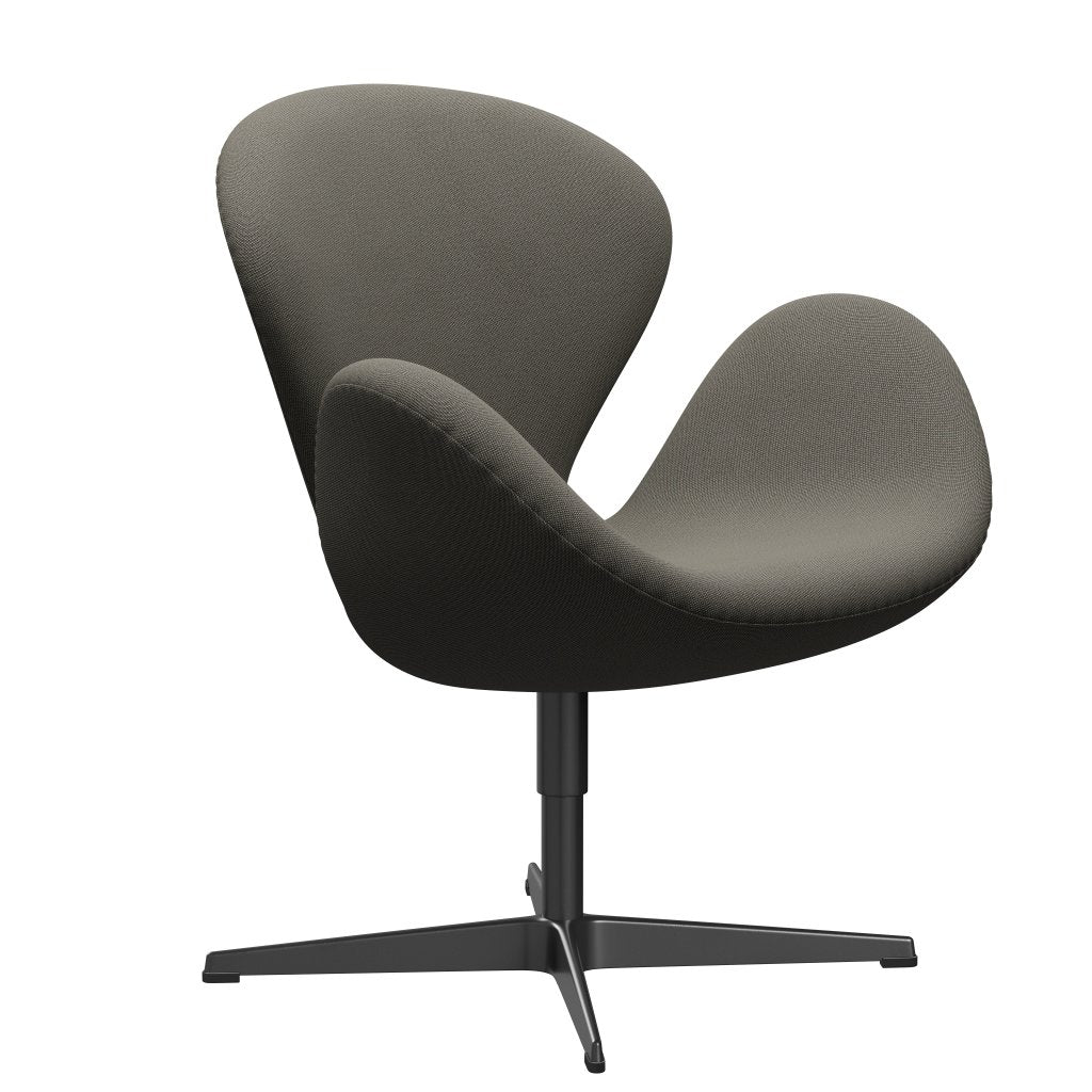 Fritz Hansen Swan Lounge Chair, Black Lacquered/Rims Dark Grey/Beige
