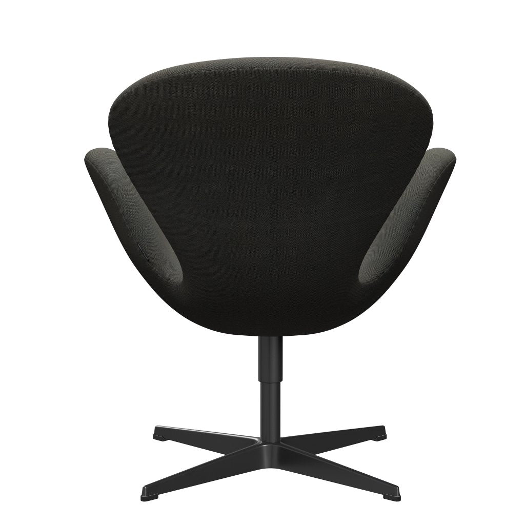 Fritz Hansen Swan Lounge Chair, Black Lacquered/Rime Dark Grey/Khaki