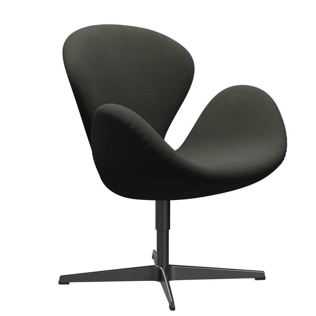 Fritz Hansen Swan Lounge Chair, Black Lacquered/Rime Dark Grey/Khaki/Blue